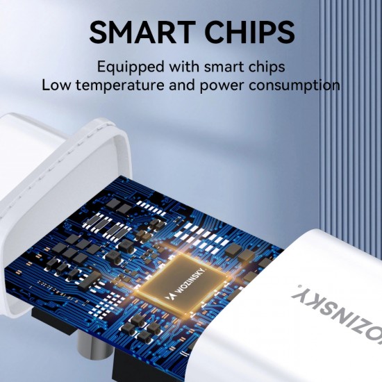 Wozinsky CWCUCW 30W USB-C / 2 x USB-A Wall Charger - White