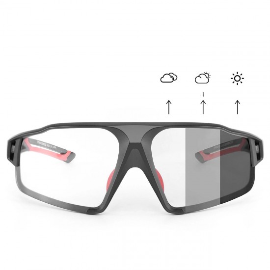 Rockbros SP216BK photochromic UV400 cycling glasses - black and red