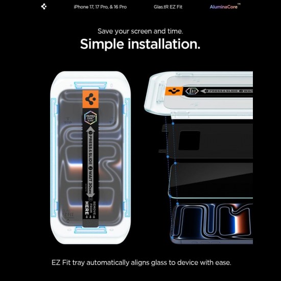 Spigen Glas.tR EZ Fit Tempered Glass for iPhone 16 Pro / 17 / 17 Pro - 2 pcs.