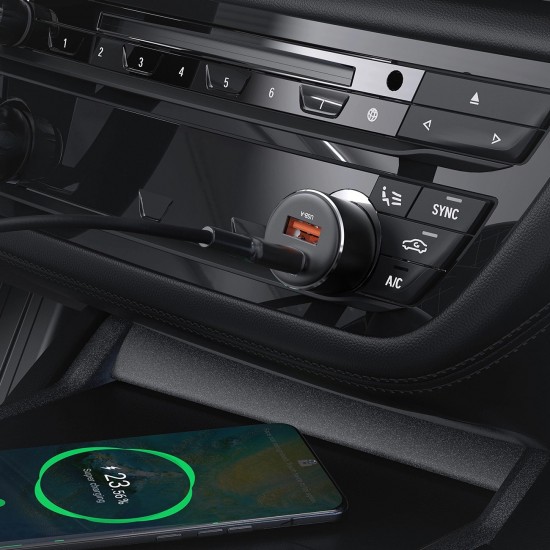 Acefast B12 car charger 60W USB-A / USB-C - black