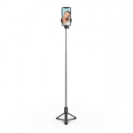 Selfie stick WHS1Y telescopic tripod 1m with phone holder - black