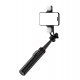 Selfie stick WC12YDS 1.3m aluminum alloy telescopic tripod with dual lamp and phone holder - black