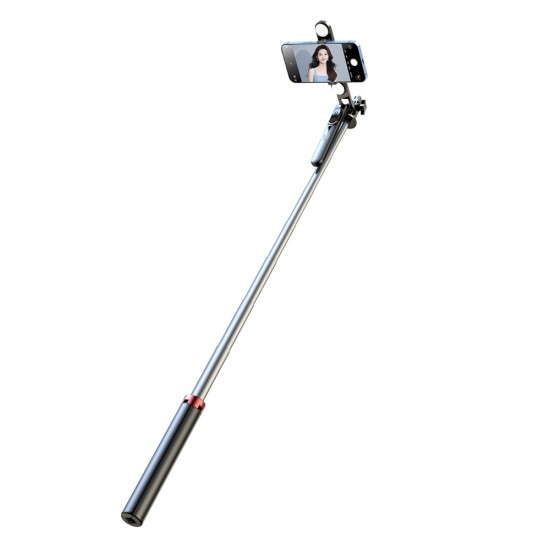 Selfie stick WH181D-Y1S 1.75m aluminum alloy telescopic tripod with dual lamp and phone holder - black