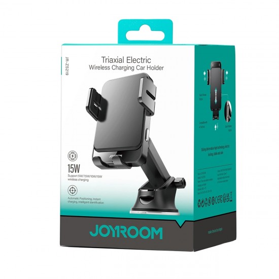 Joyroom JR-ZS219 electric dashboard mount with 15W inductive charger - black
