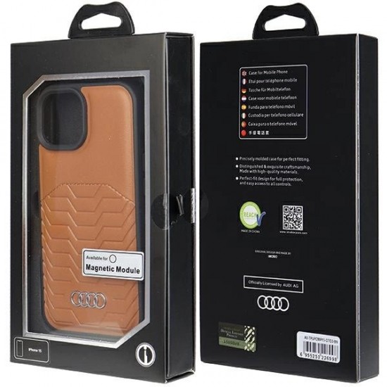 Audi Synthetic Leather case with MagSafe for iPhone 15 / 14 / 13 - brown