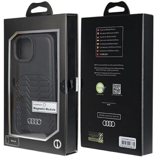 Audi Synthetic Leather Case with MagSafe for iPhone 15/14/13 - Black