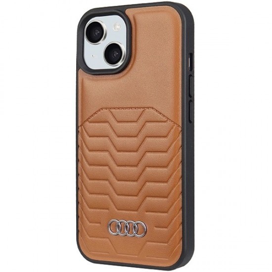 Audi Synthetic Leather Case with MagSafe for iPhone 15 Plus / 14 Plus - Brown