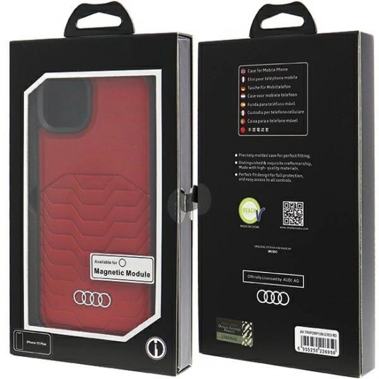 Audi Synthetic Leather Case with MagSafe for iPhone 15 Plus / 14 Plus - Red