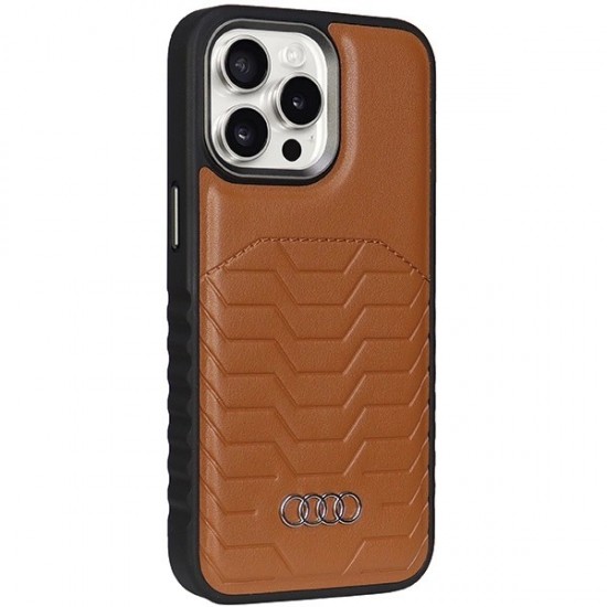 Audi Synthetic Leather case with MagSafe for iPhone 15 Pro Max - brown