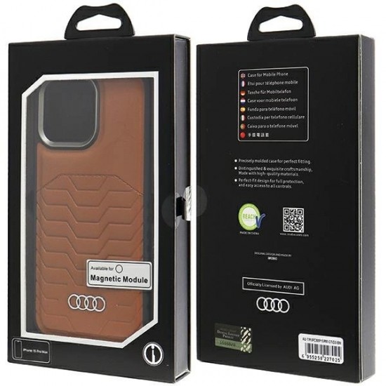 Audi Synthetic Leather case with MagSafe for iPhone 15 Pro Max - brown