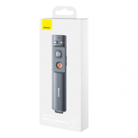 Baseus Orange Dot Wireless Presentation Laser Pointer - Gray (without batteries)