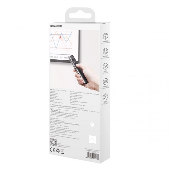 Baseus Orange Dot Wireless Presentation Laser Pointer - Gray (without batteries)