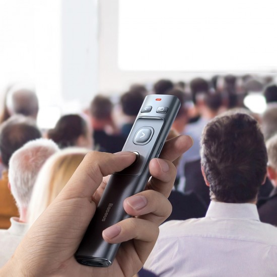 Baseus Orange Dot Wireless Presentation Laser Pointer - Gray (without batteries)