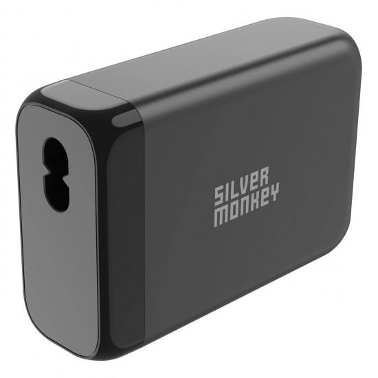 Silver Monkey SMA151 130W GaN charger 3xUSB-C PD USB-A QC 3.0 with detachable power cable - black