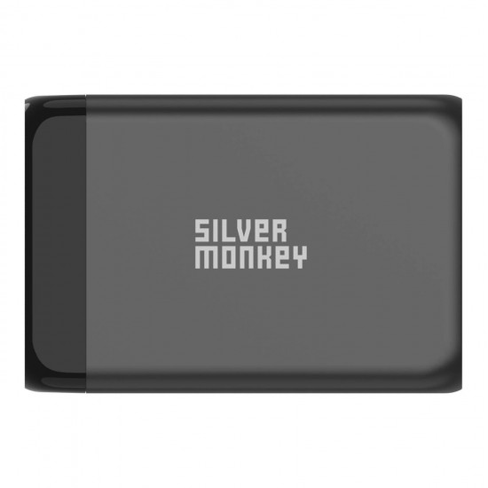 Silver Monkey SMA151 130W GaN charger 3xUSB-C PD USB-A QC 3.0 with detachable power cable - black