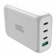 Silver Monkey SMA152 130W GaN charger 3xUSB-C PD USB-A QC 3.0 with detachable power cable - white