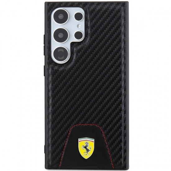Ferrari Carbon Stitched Bottom case for Samsung Galaxy S24 Ultra - black