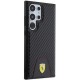 Ferrari Carbon Stitched Bottom case for Samsung Galaxy S24 Ultra - black