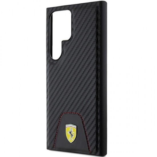 Ferrari Carbon Stitched Bottom case for Samsung Galaxy S24 Ultra - black