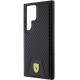 Ferrari Carbon Stitched Bottom case for Samsung Galaxy S24 Ultra - black