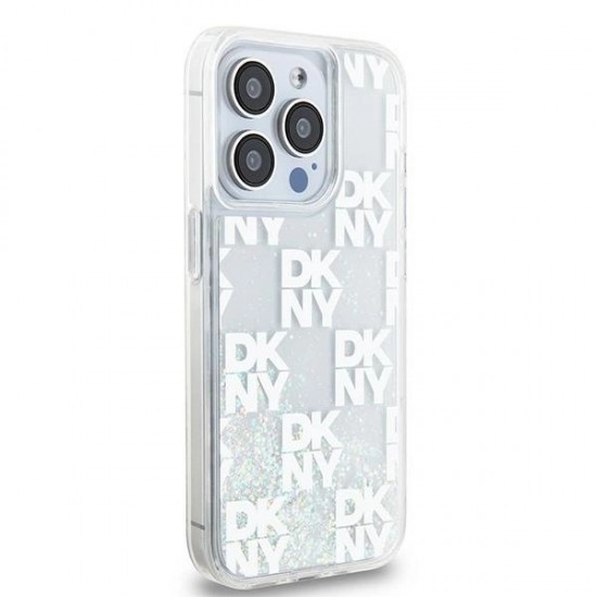 DKNY Liquid Glitter Multilogo case for iPhone 15 Pro - white