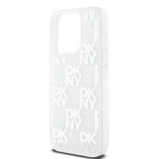 DKNY Liquid Glitter Multilogo case for iPhone 15 Pro - white
