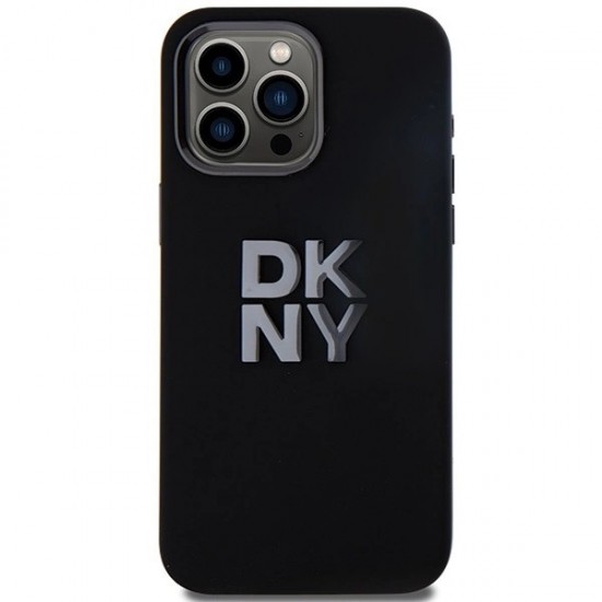DKNY Liquid Silicone Metal Logo iPhone 15 Pro Case - Black