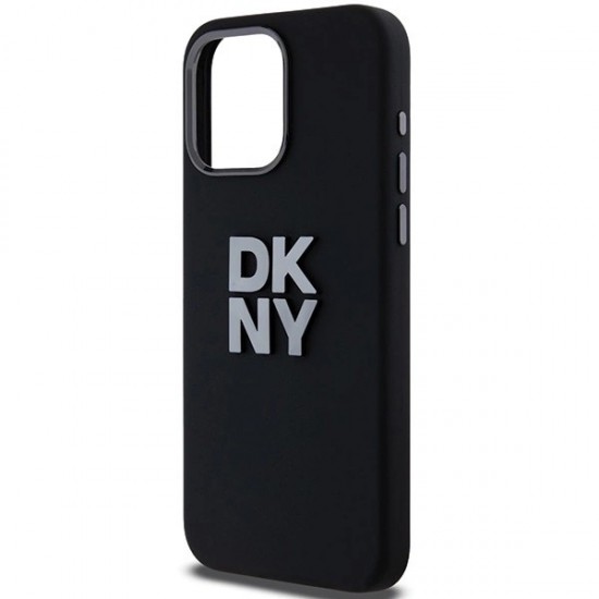 DKNY Liquid Silicone Metal Logo iPhone 15 Pro Case - Black
