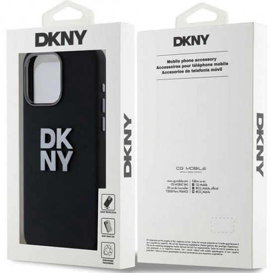 DKNY Liquid Silicone Metal Logo iPhone 15 Pro Case - Black