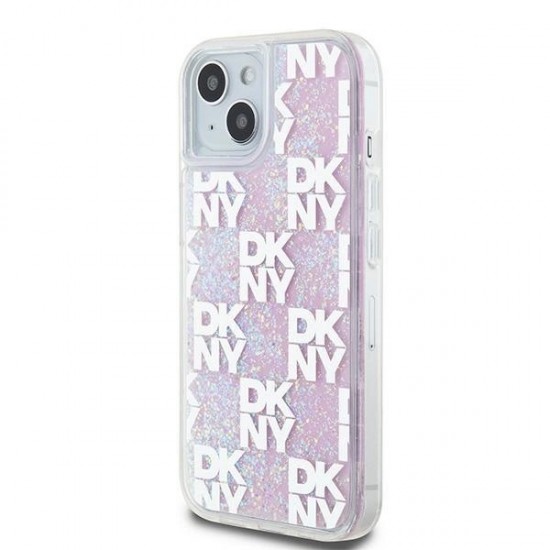 DKNY Liquid Glitter Multilogo case for iPhone 15 / 14 / 13 - pink