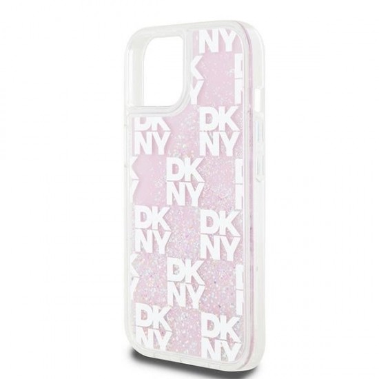 DKNY Liquid Glitter Multilogo case for iPhone 15 / 14 / 13 - pink