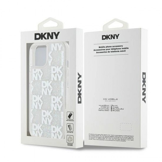 DKNY Liquid Glitter Multilogo case for iPhone 15 / 14 / 13 - white