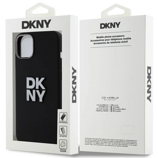 DKNY Liquid Silicone Metal Logo iPhone 15/14/13 Case - Black