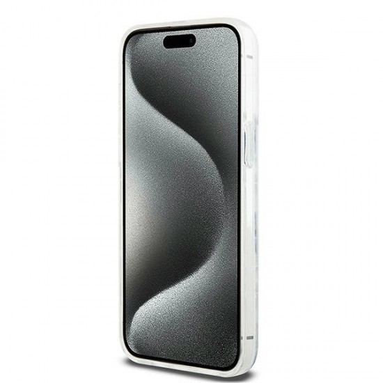 DKNY Liquid Glitter Multilogo case for iPhone 15 Pro Max - white