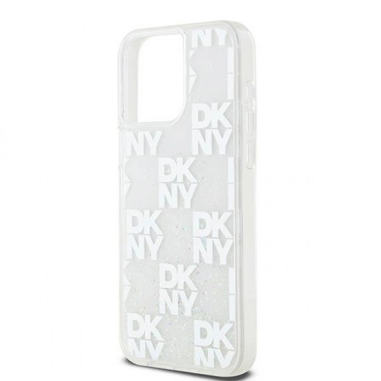 DKNY Liquid Glitter Multilogo case for iPhone 15 Pro Max - white