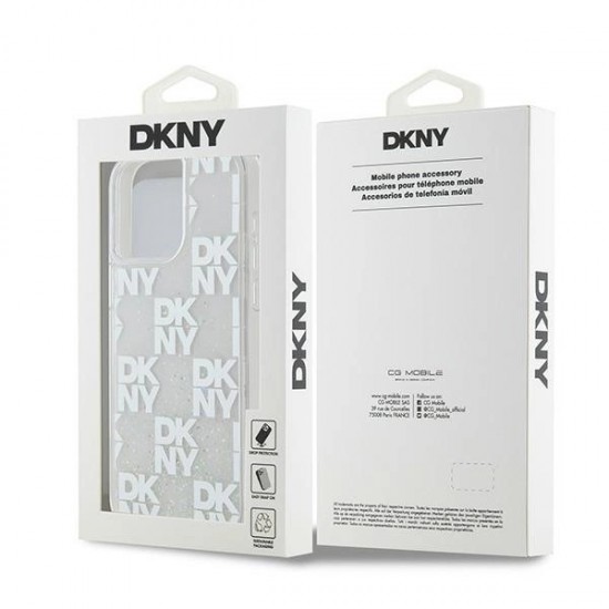 DKNY Liquid Glitter Multilogo case for iPhone 15 Pro Max - white