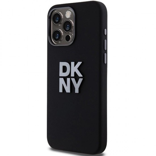 DKNY Liquid Silicone Metal Logo iPhone 15 Pro Max Case - Black