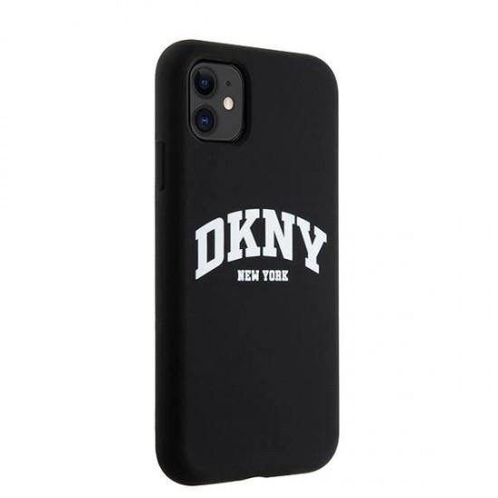 DKNY Liquid Silicone White Printed Logo MagSafe Case for iPhone 11/Xr - Black