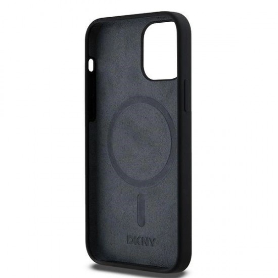 DKNY Liquid Silicone White Printed Logo MagSafe Case for iPhone 12/12 Pro - Black