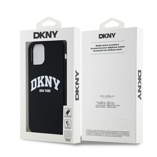 DKNY Liquid Silicone White Printed Logo MagSafe Case for iPhone 12/12 Pro - Black