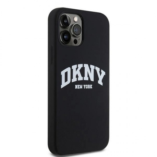 DKNY Liquid Silicone White Printed Logo MagSafe Case for iPhone 12/12 Pro - Black