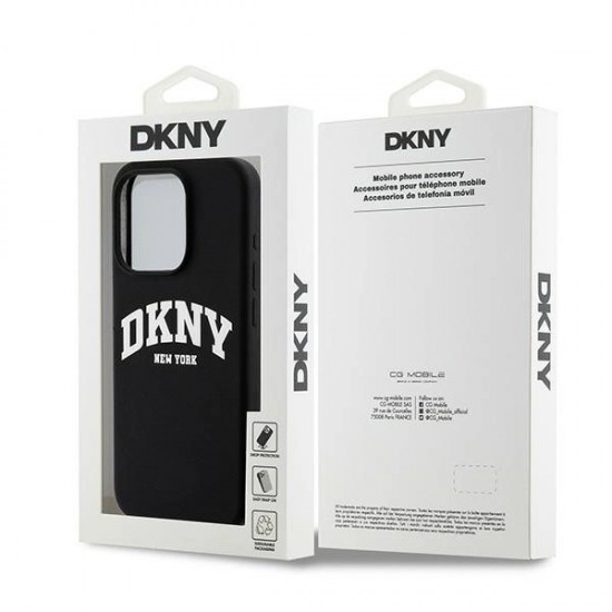 DKNY Liquid Silicone White Printed Logo MagSafe Case for iPhone 13 Pro / 13 - Black