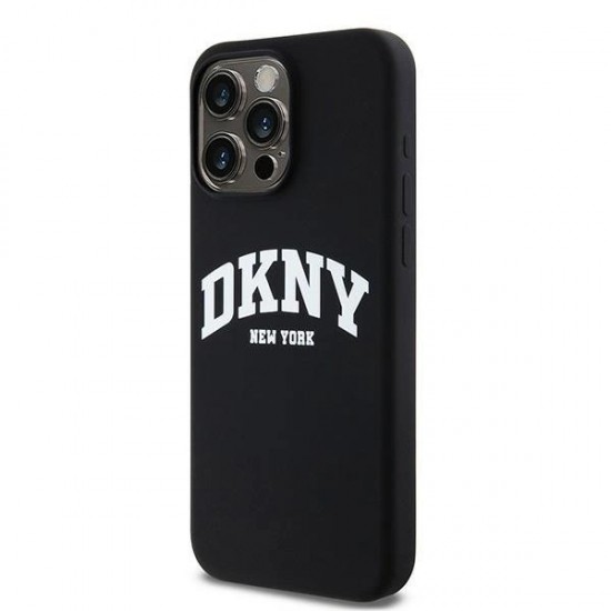 DKNY Liquid Silicone White Printed Logo MagSafe iPhone 13 Pro Max Case - Black