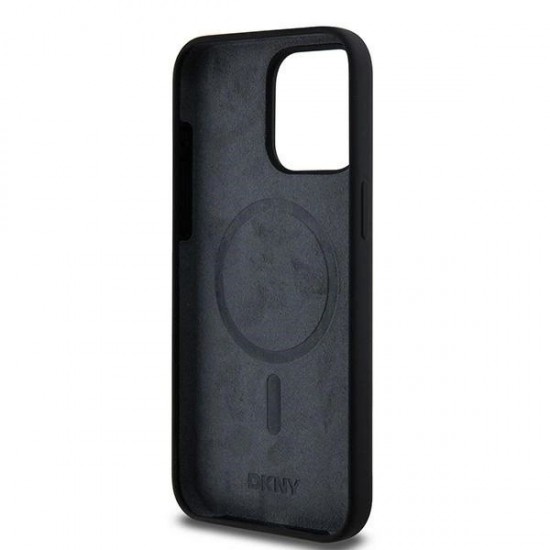 DKNY Liquid Silicone White Printed Logo MagSafe iPhone 13 Pro Max Case - Black