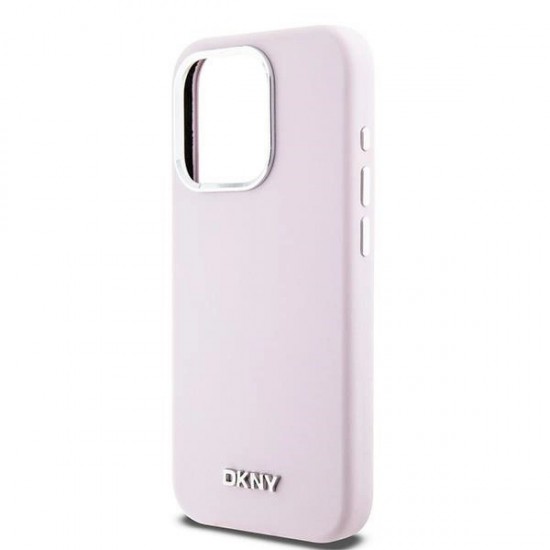 DKNY Liquid Silicone Small Metal Logo MagSafe case for iPhone 14 Pro - pink