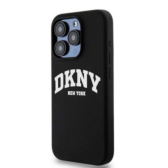 DKNY Liquid Silicone White Printed Logo MagSafe iPhone 14 Pro Case - Black