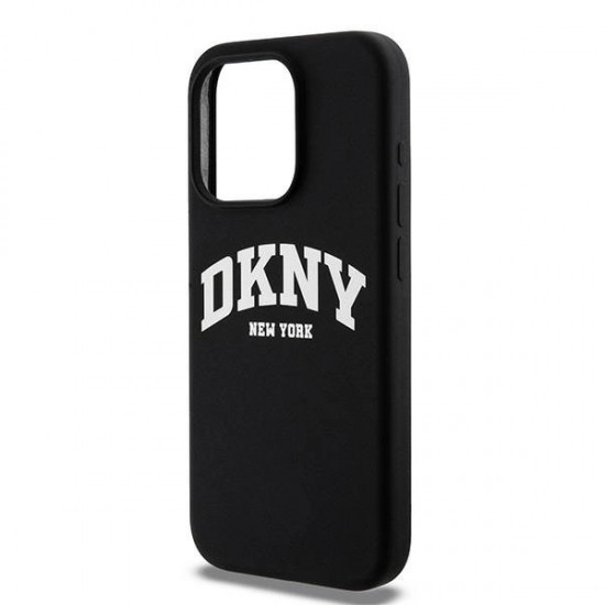 DKNY Liquid Silicone White Printed Logo MagSafe iPhone 14 Pro Case - Black