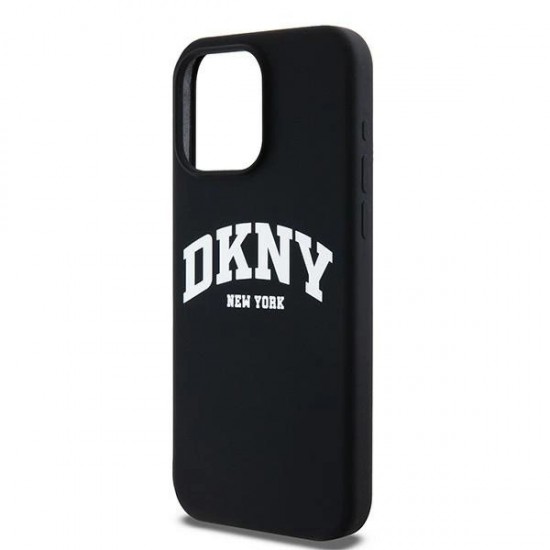 DKNY Liquid Silicone White Printed Logo MagSafe iPhone 14 Pro Max Case - Black