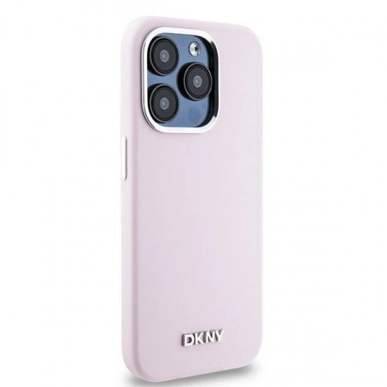 DKNY Liquid Silicone Small Metal Logo MagSafe case for iPhone 15 Pro - pink