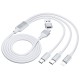 3mk Hyper Cable 3in1 USB-A - USB-C / USB-C - micro USB - Lightning 1.5m - white